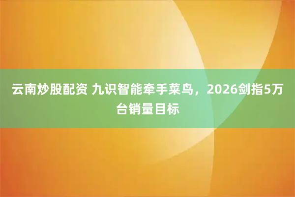 云南炒股配资 九识智能牵手菜鸟，2026剑指5万台销量目标